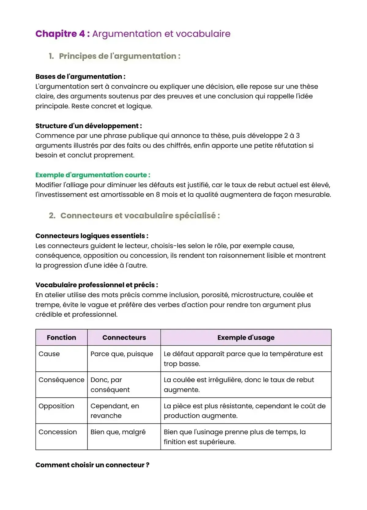 Example Fiche de Révision Bac Pro Fonderie